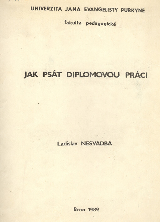 Jak psát diplomovou práci: metodická příručka