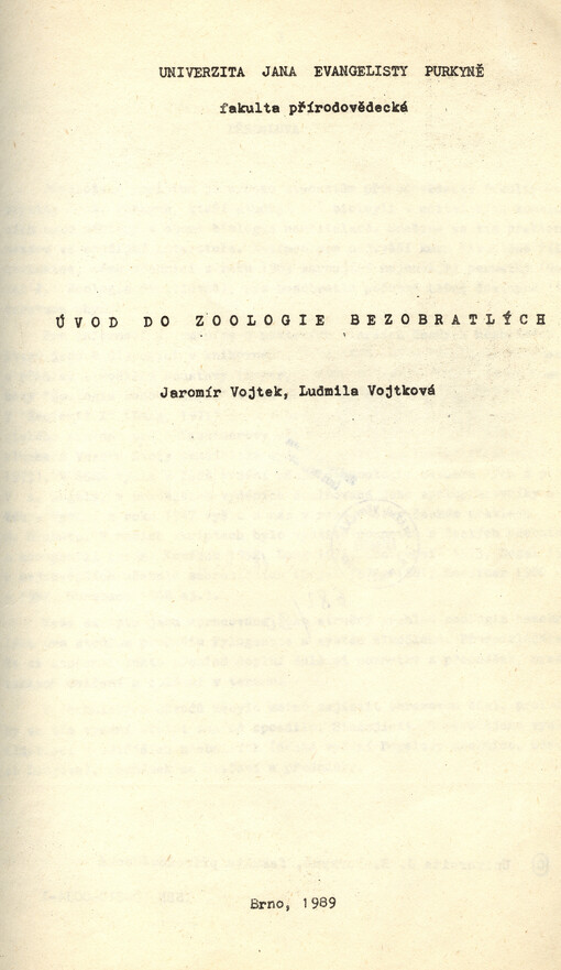 Úvod do zoologie bezobratlých