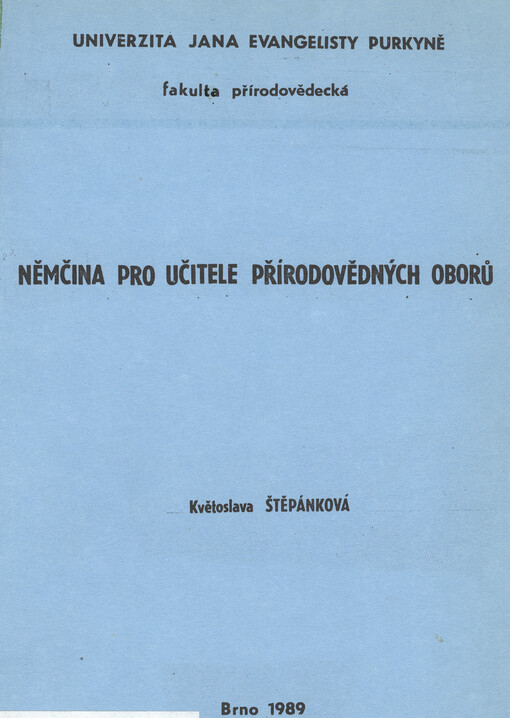 Němčina pro učitele přírodovědných oborů