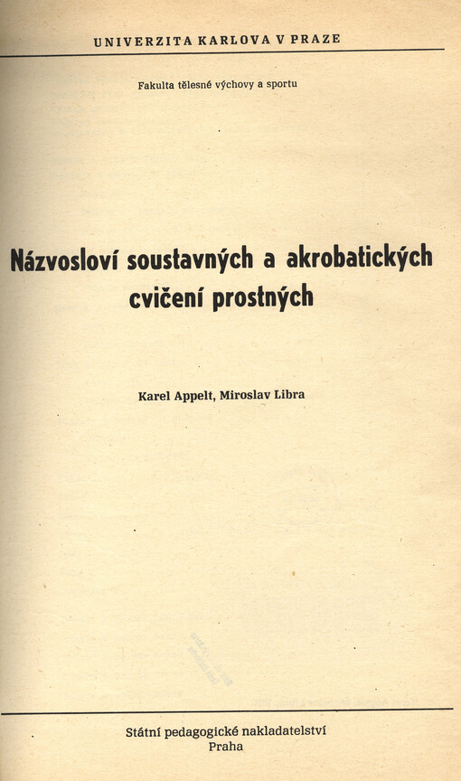Názvosloví soustavných a akrobatických cvičení prostných