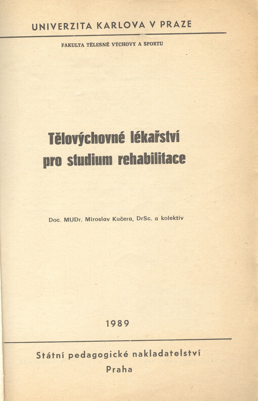 Tělovýchovné lékařství pro studium rehabilitace