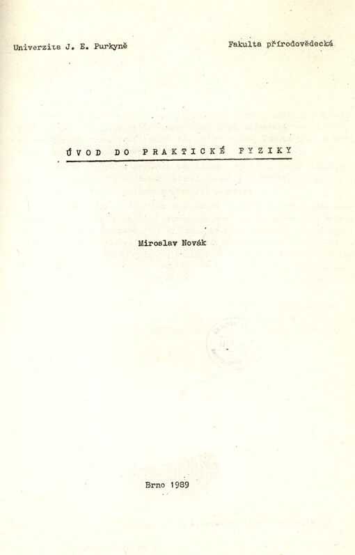 Úvod do praktické fyziky