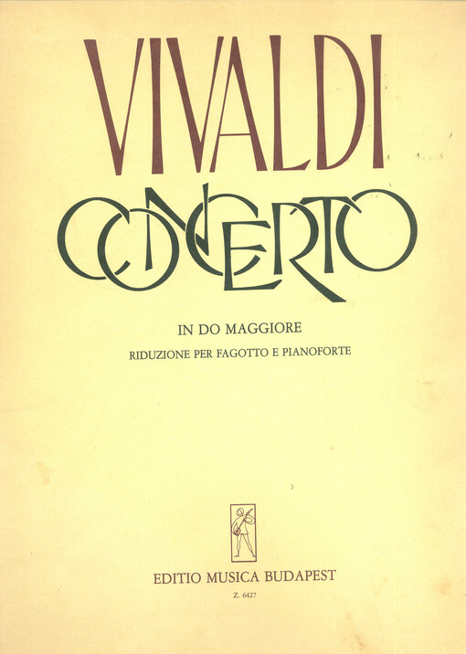 Concerto in do maggiore : per fagotto, archi e cembalo : (PV 71 - F. VIII No 3) : (RV 478) = Riduzione per fagotto e pianoforte