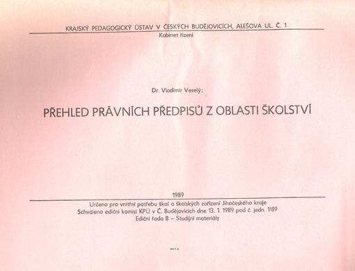 Přehled právních předpisů z oblasti školství