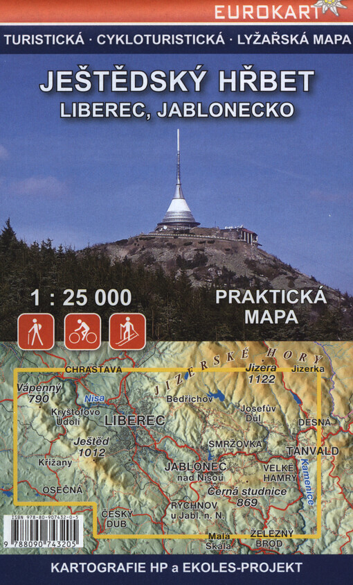 Ještědský hřbet, Liberec, Jablonecko : turistická, cykloturistická, lyžařská mapa