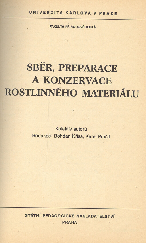 Sběr, preparace a konzervace rostlinného materiálu