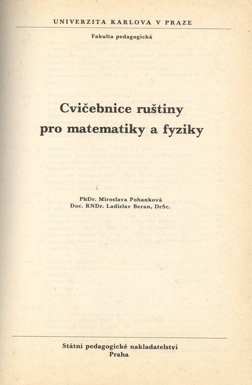 Cvičebnice ruštiny pro matematiky a fyziky