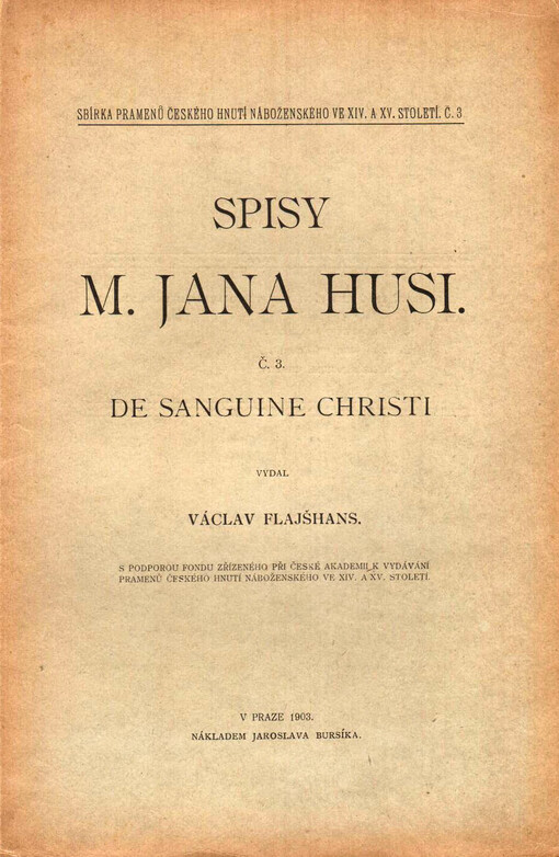 Spisy M. Jana Husi. Č. 3, De sanguine Christi