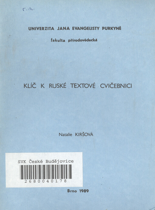 Klíč k Ruské textové cvičebnici pro aspiranty a vědecké pracovníky přírodovědných oborů