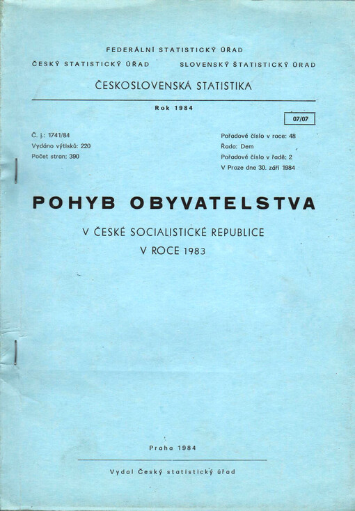 Pohyb obyvatelstva v České socialistické republice v roce ...