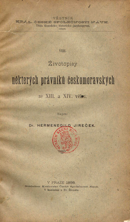 Životopisy některých právníků českomoravských ze XIII. a XIV. věku