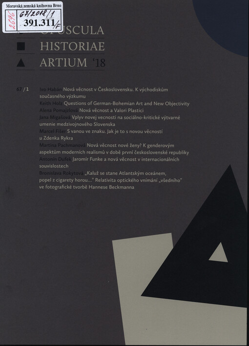 Opuscula historiae artium, Časopis Semináře dějin umění Filozofické fakulty Masarykovy univerzity 66/2017, číslo 2