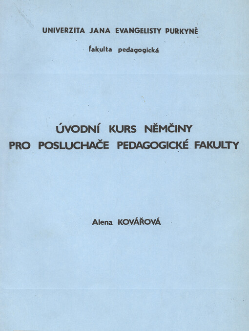 Úvodní kurs němčiny pro posluchače pedagogické fakulty