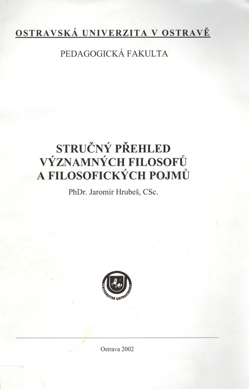 Stručný přehled významných filosofů a filosofických pojmů