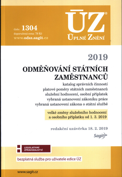 ÚZ č. 1304 Odměňování státních zaměstnanců 2019