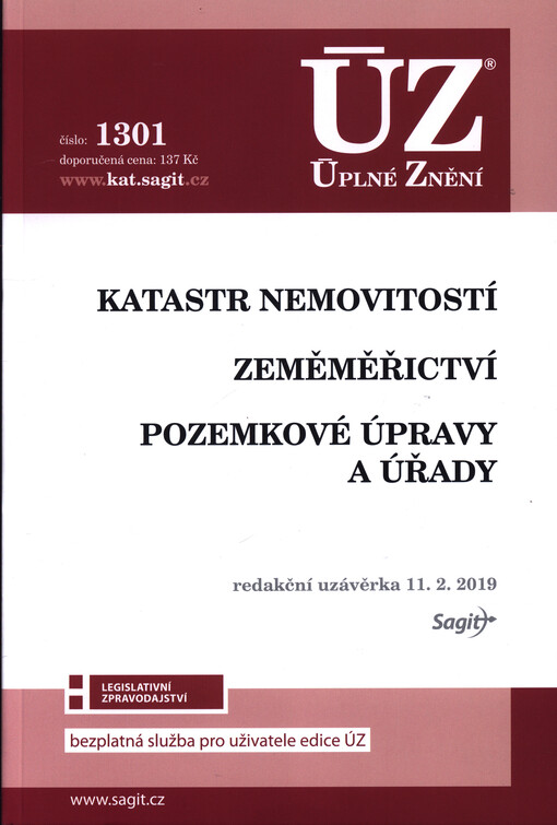 ÚZ č. 1301 Katastr nemovitostí, Zeměměřictví, Pozemkové úpravy a úřady
