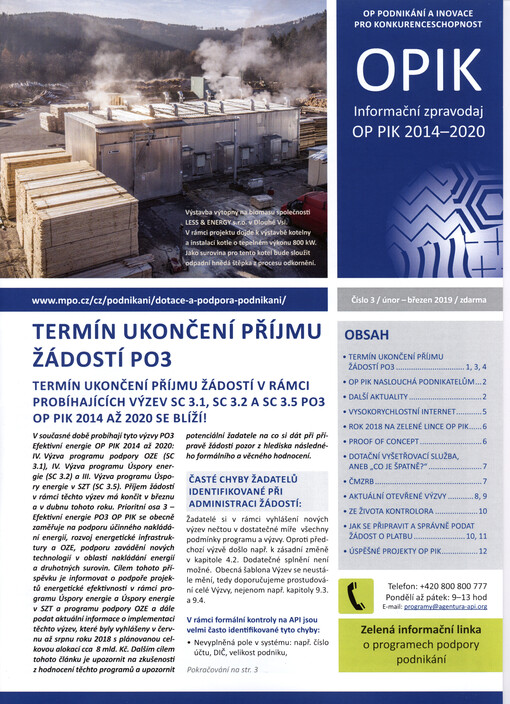 OPIK : OP Podnikání a inovace pro konkurenceschopnost : informační zpravodaj OP PIK 2014-2020
