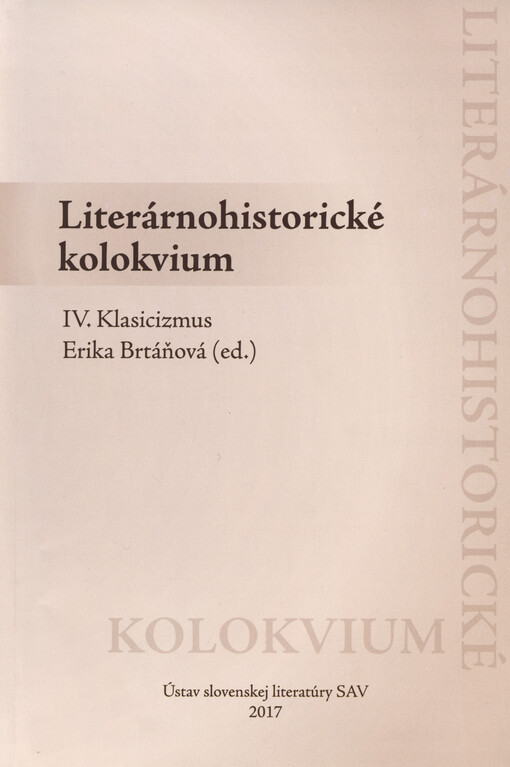 Literárnohistorické kolokvium. IV., Klasicizmus