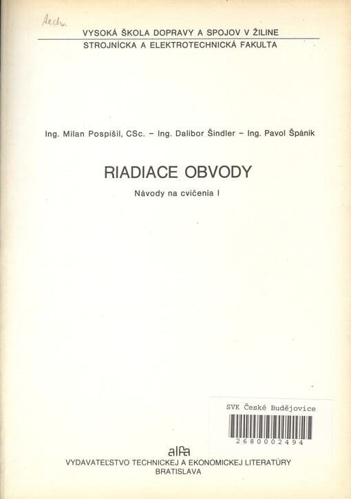 Riadiace obvody : návody na cvičenia I