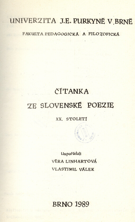 Čítanka ze slovenské poezie XX. století