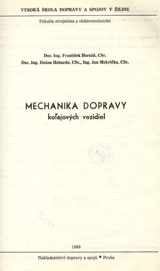 Mechanika dopravy koľajových vozidiel