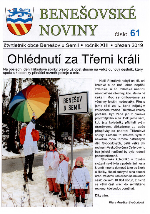 Benešovské noviny : čtvrtletník obce Benešov u Semil
