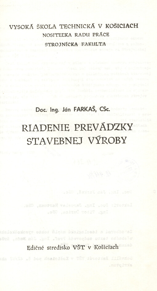 Riadenie prevádzky stavebnej výroby
