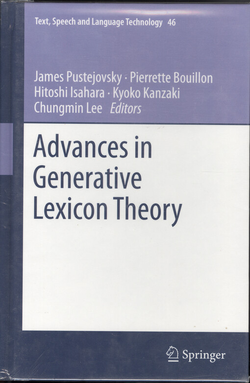 Advances in generative lexicon theory