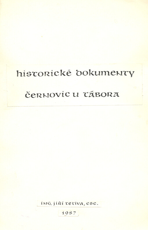 Historické dokumenty Černovic u Tábora