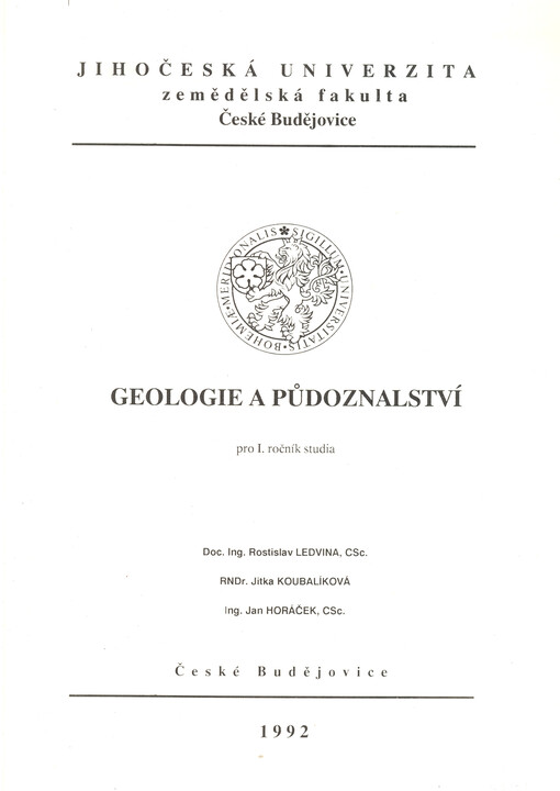 Geologie a půdoznalství : pro I. ročník studia