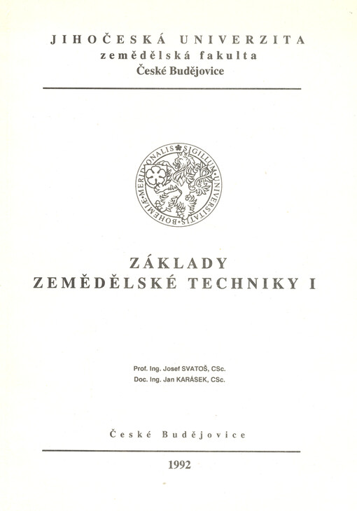 Základy zemědělské techniky I : pro 2. ročník