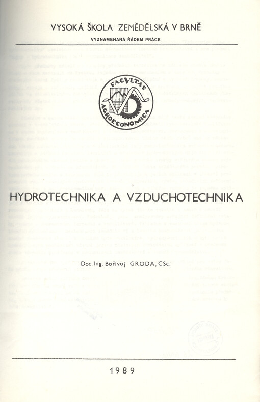Hydrotechnika a vzduchotechnika. [Díl] 1