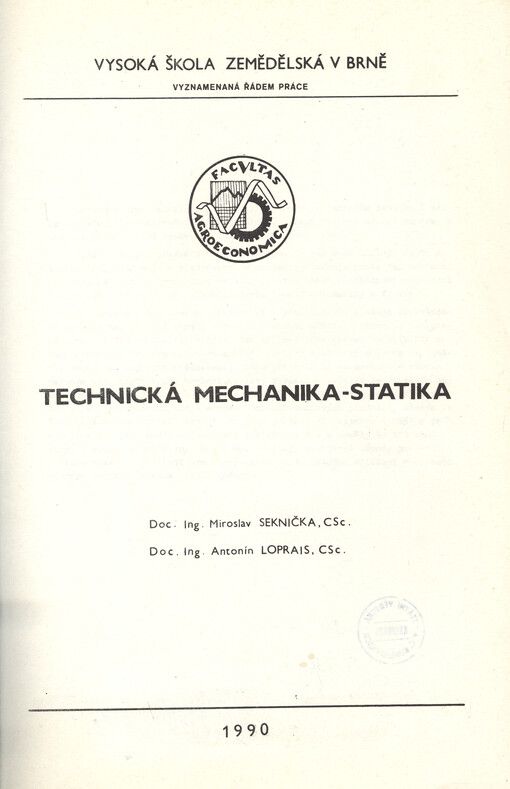Technická mechanika - statika