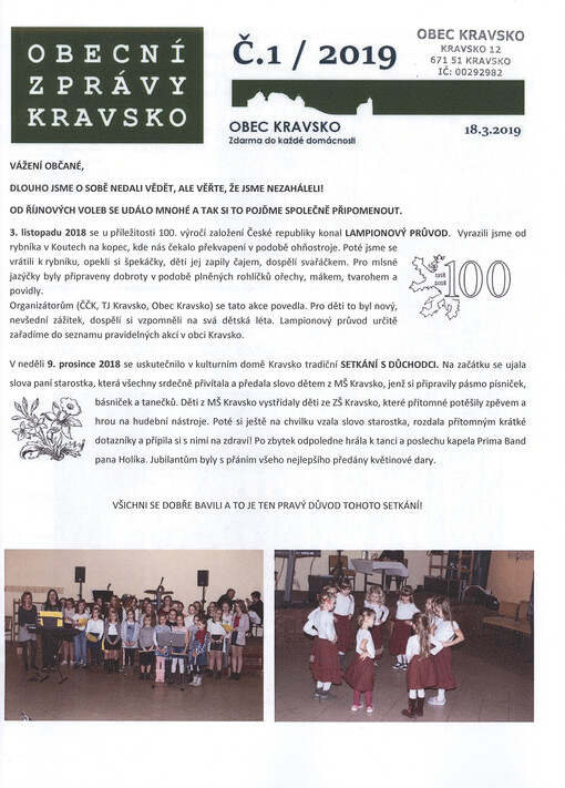 Obecní zprávy Kravsko