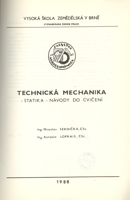 Technická mechanika - statika - návody do cvičení