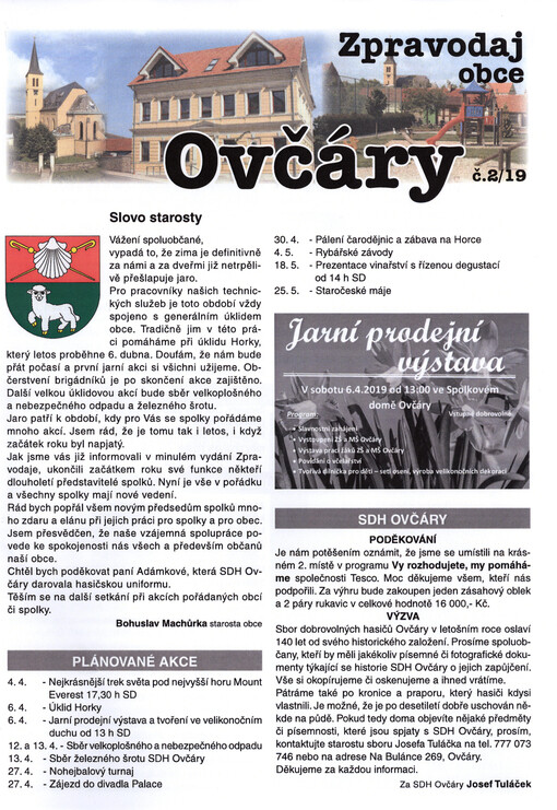 Zpravodaj obce Ovčáry