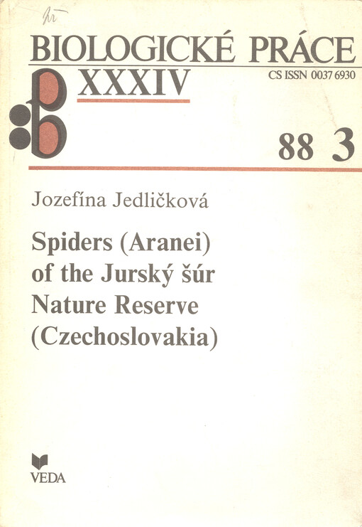 Spiders (Aranei) of the Jurský Šúr Nature Reserve (Czechoslovakia)
