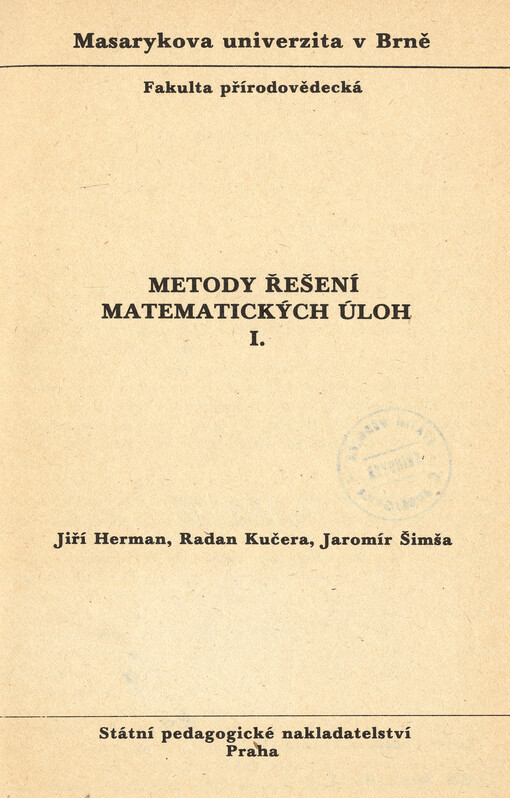 Metody řešení matematických úloh I.
