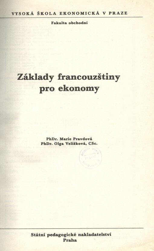 Základy francouzštiny pro ekonomy