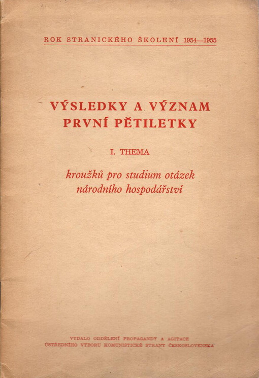 Výsledky a význam první pětiletky