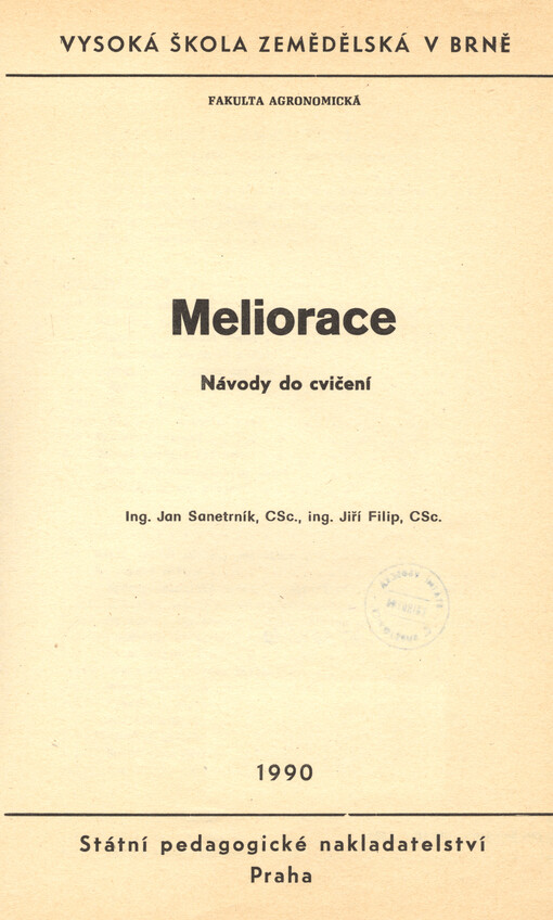 Meliorace : návody do cvičení