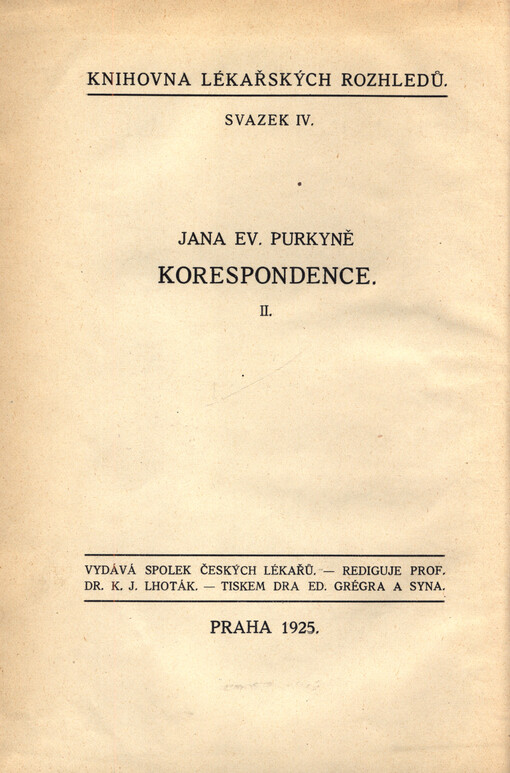 Jana Ev. Purkyně Korespondence II.