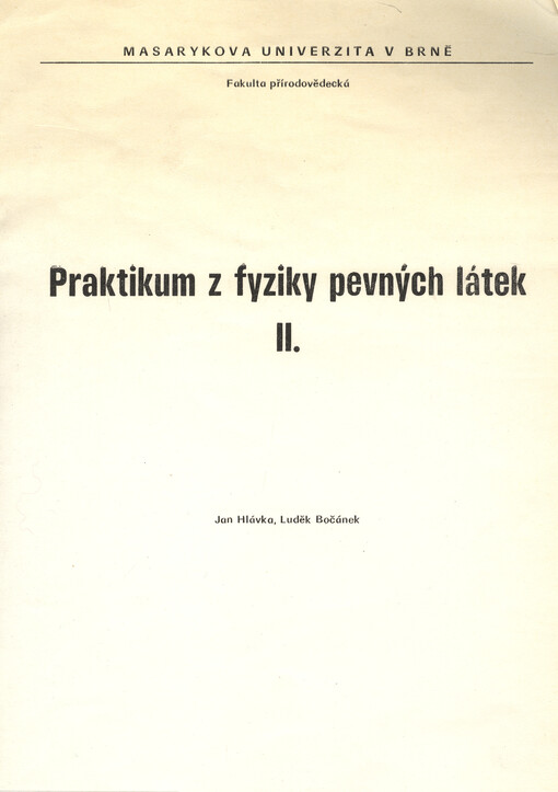 Praktikum z fyziky pevných látek II