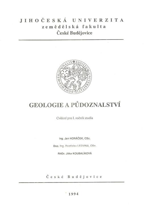 Geologie a půdoznalství :cvičení pro 1. ročník studia