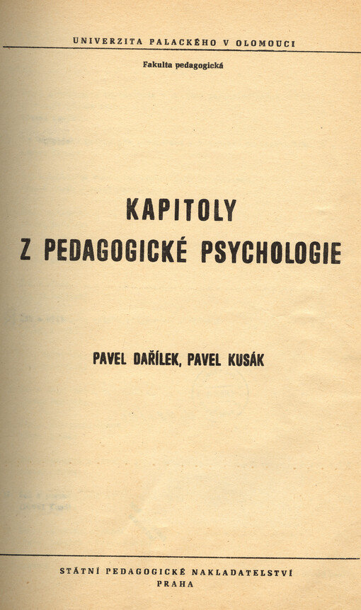 Kapitoly z pedagogické psychologie