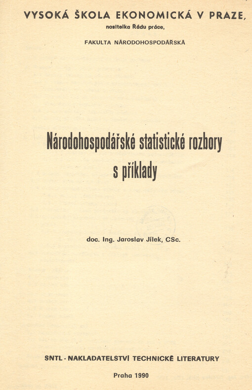 Národohospodářské statistické rozbory s příklady