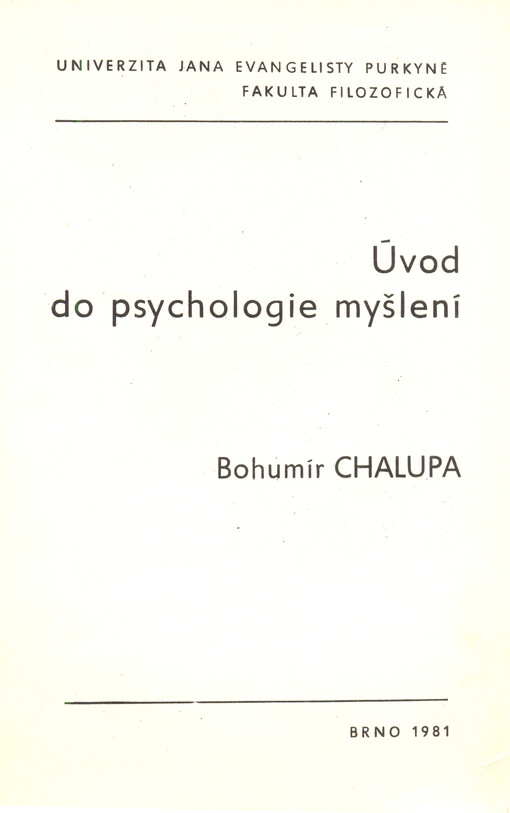 Úvod do psychologie myšlení