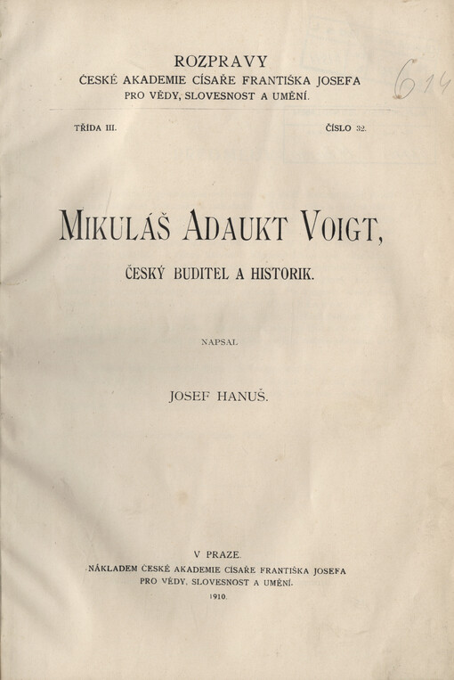 Mikuláš Adaukt Voigt, český buditel a historik