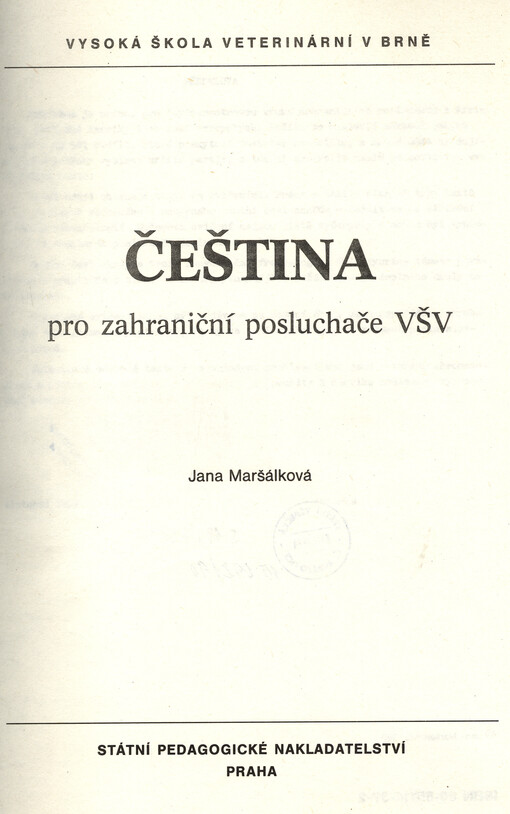 Čeština : pro zahraniční posluchače VŠV