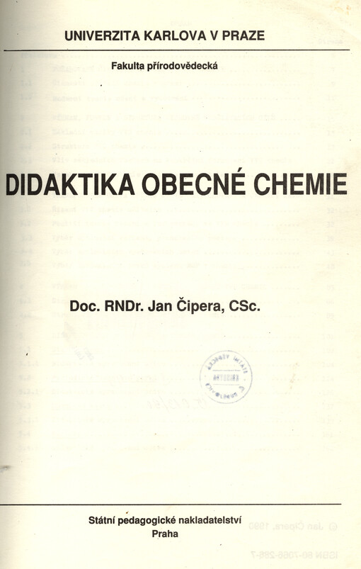 Didaktika obecné chemie : určeno pro posl. fak. přírodověd.